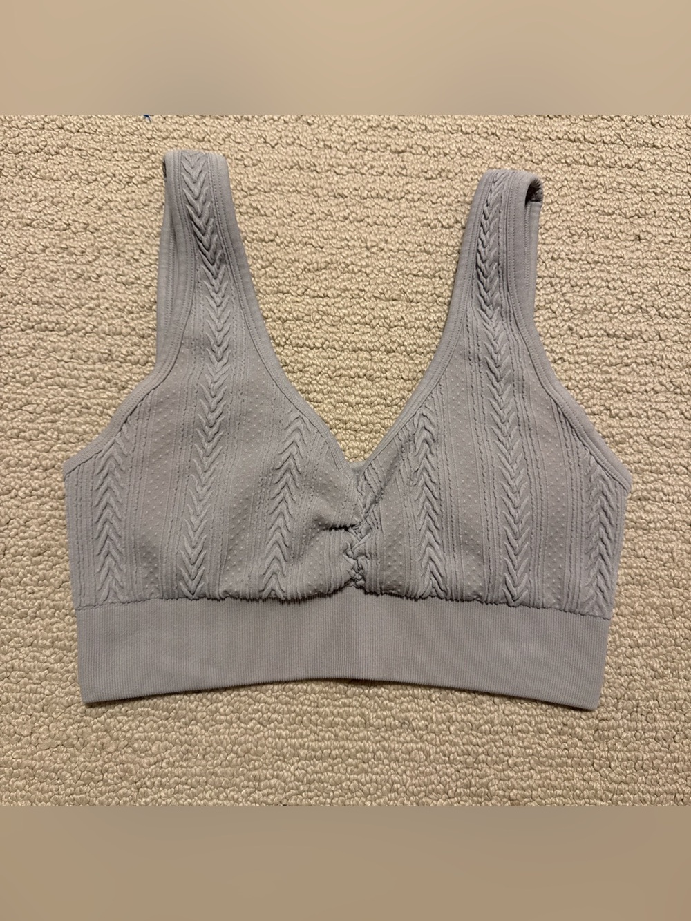 aerie Light Gray Cable-Knit Seamless Bralette
